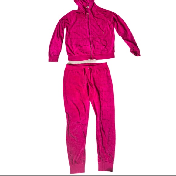 Juicy couture heart print set 2 piece tracksuit sweater jogger pants deadstock - Picture 12 of 13